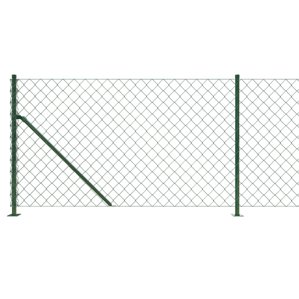 vidaXL Drôtený plot s pätkami, zelený 1,1x25 m