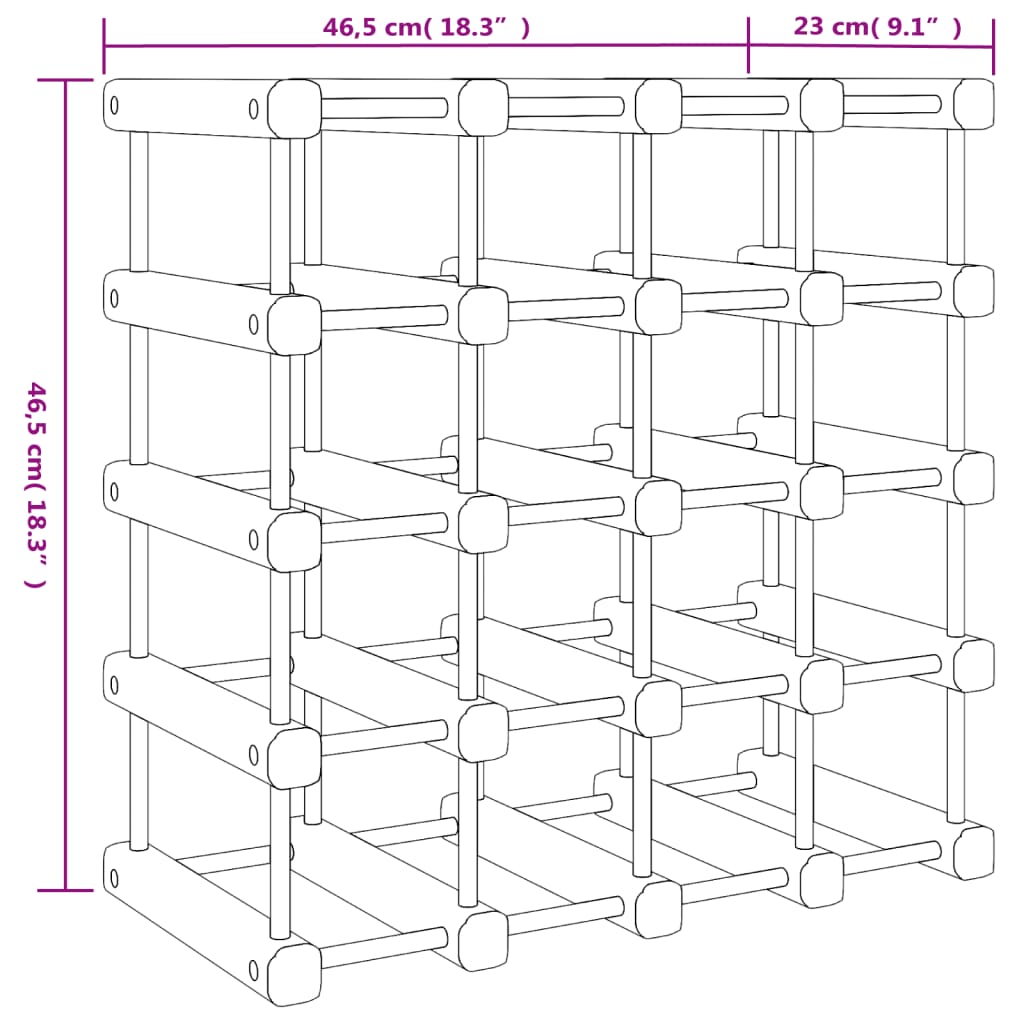 vidaXL Stojan na víno na 20 fliaš 46,5x23x46,5 cm borovicový masív