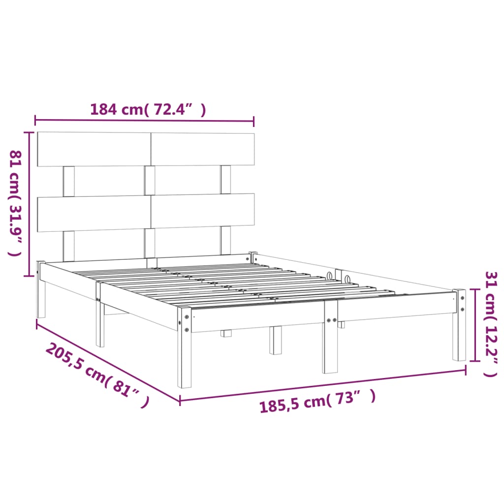 vidaXL Posteľný rám masívne drevo 180x200 cm 6FT Super King