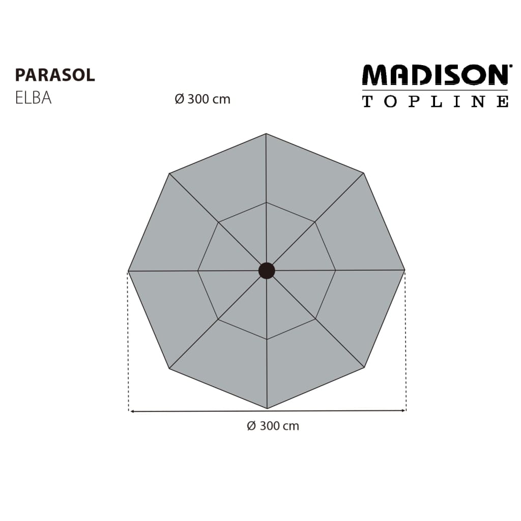 Madison Slnečník Elba 300 cm sivý