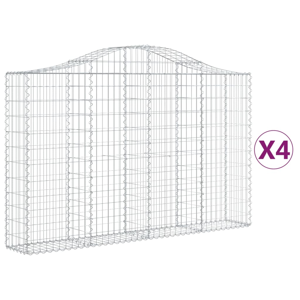 vidaXL Oblúkové gabionové koše 4 ks 200x30x120/140 cm pozink. železo