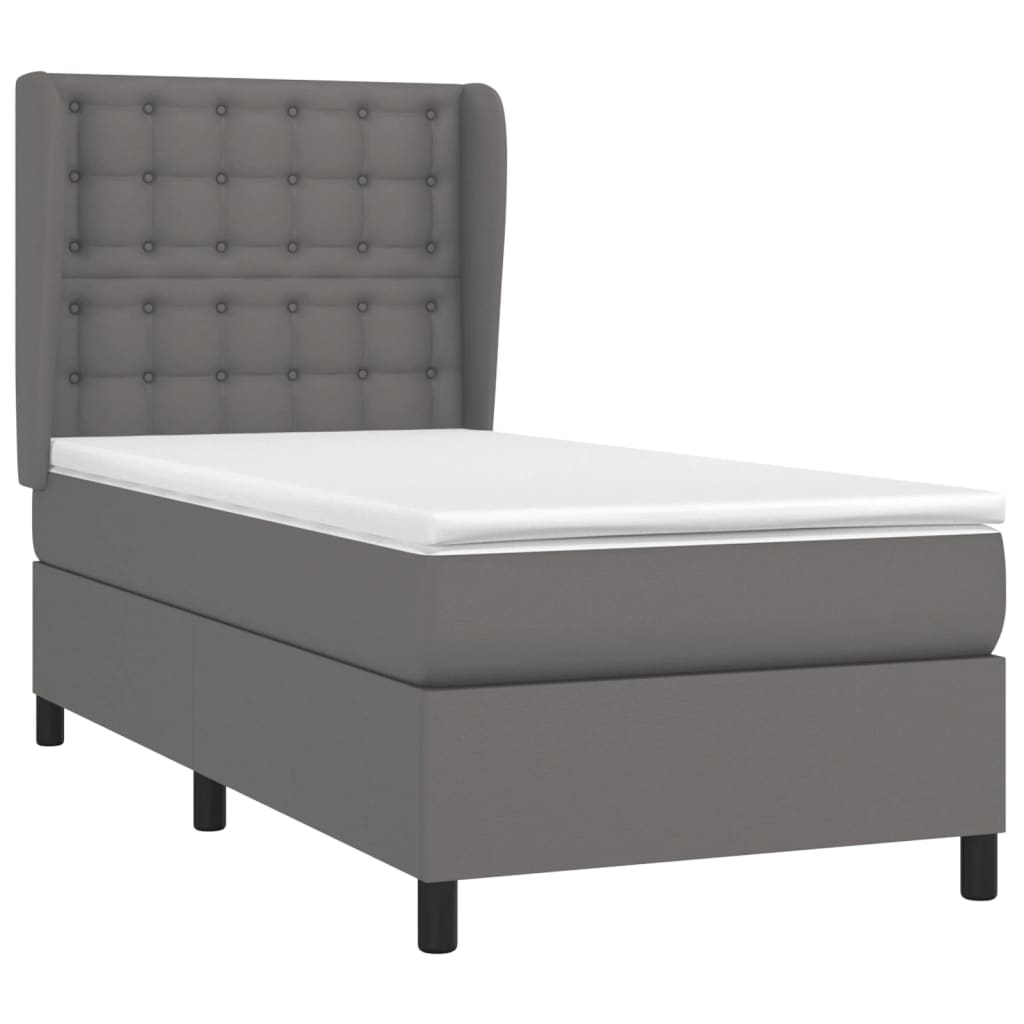 vidaXL Boxspring posteľ s matracom sivá 90x200 cm umelá koža