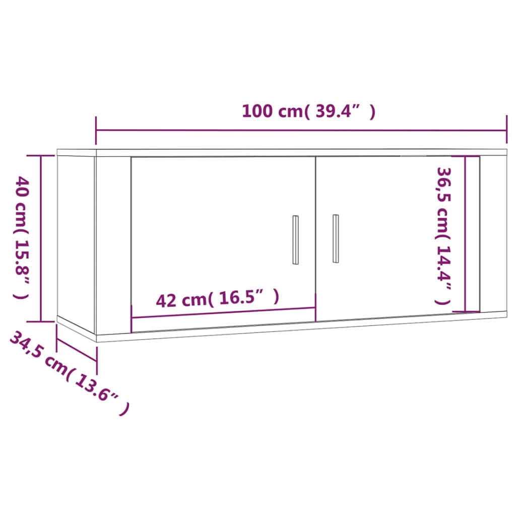 vidaXL Nástenná TV skrinka lesklá biela 100x34,5x40 cm