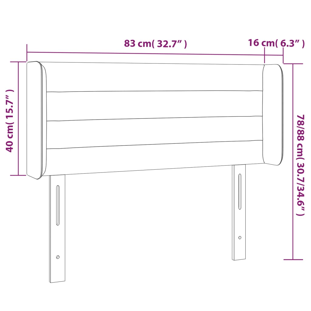 vidaXL Čelo postele s LED bledosivé 83x16x78/88 cm látka