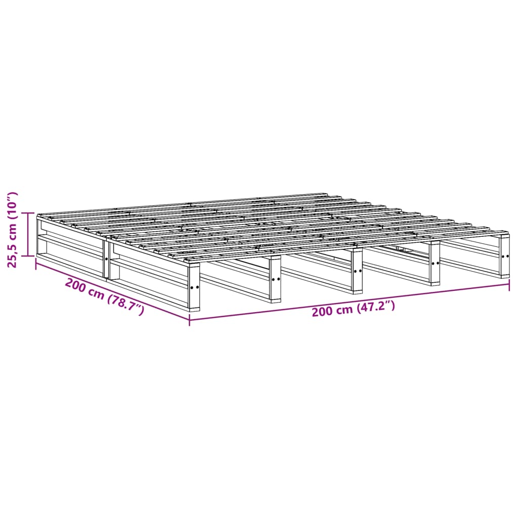 vidaXL Posteľ bez matraca 200x200 cm masívna borovica