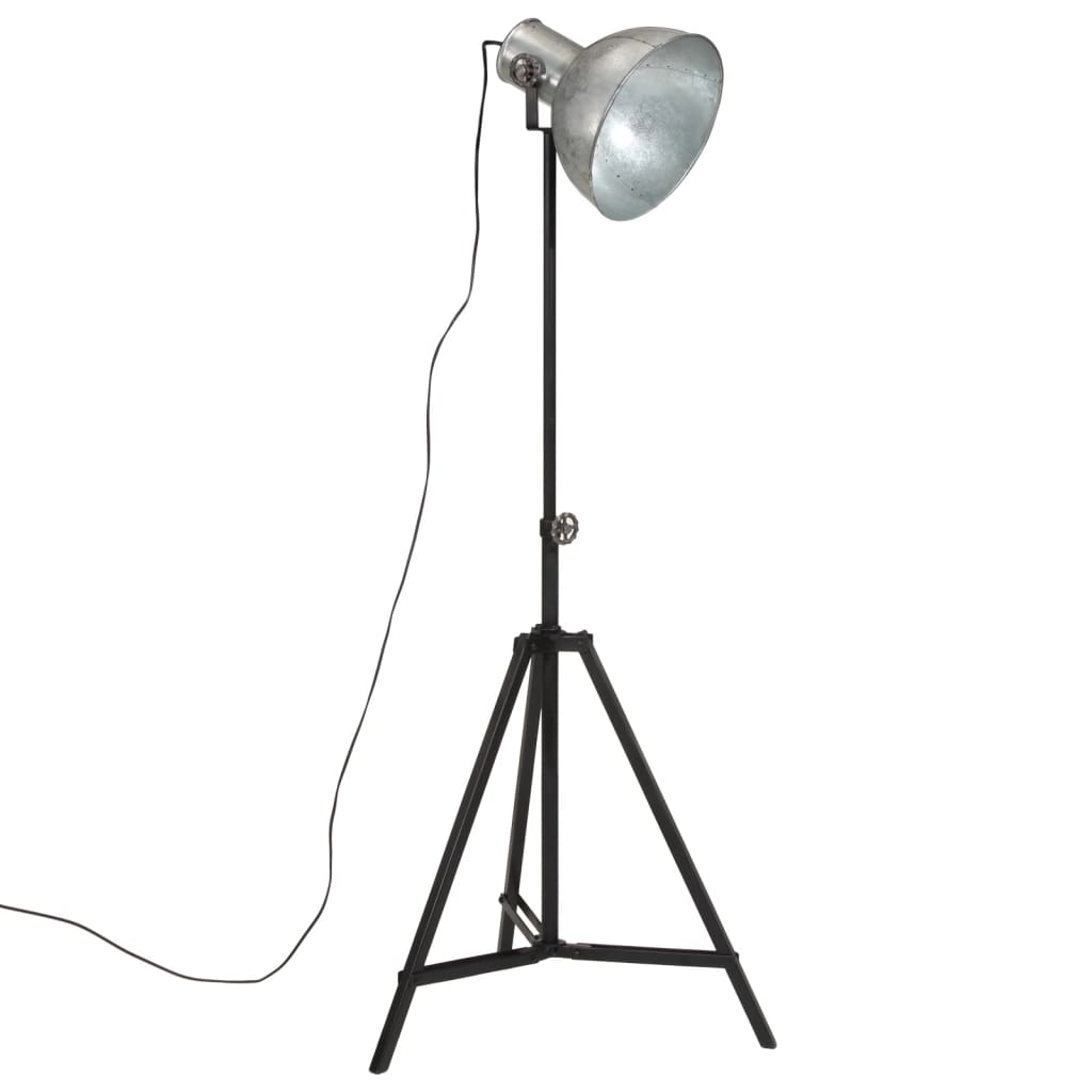 vidaXL Podlahová lampa 25 W starožitná strieborná 61x61x90/150 cm E27