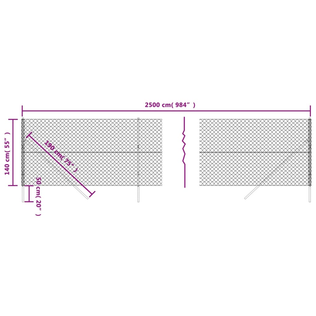 vidaXL Drôtený plot zelený 1,4x25 m