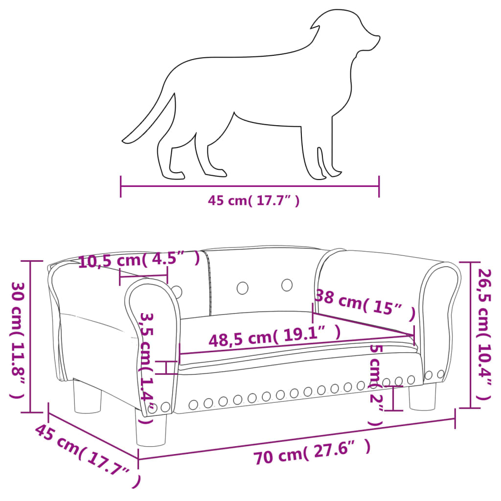 vidaXL Pelech pre psa hnedý 70x45x30 cm zamat