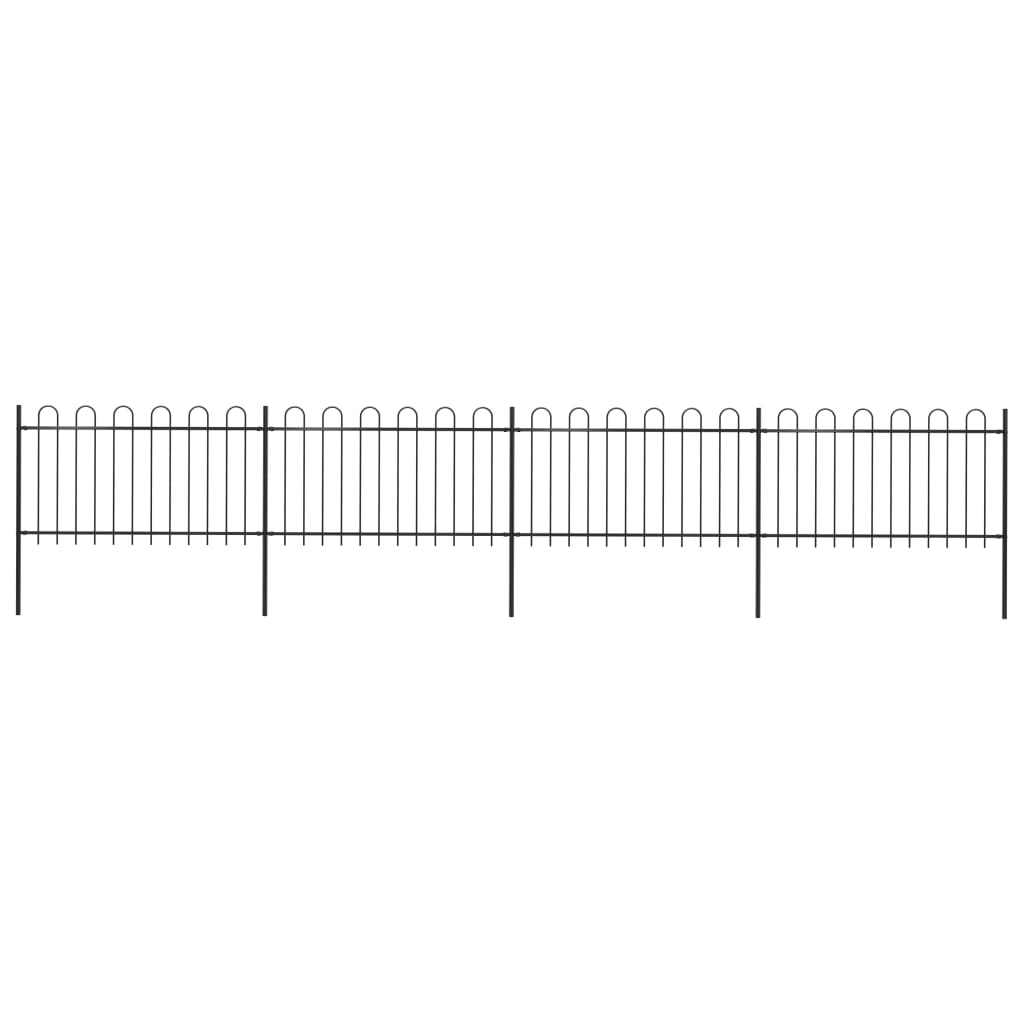 vidaXL Záhradný plot s oblúkovým zakončením, oceľ 6,8x1 m, čierny
