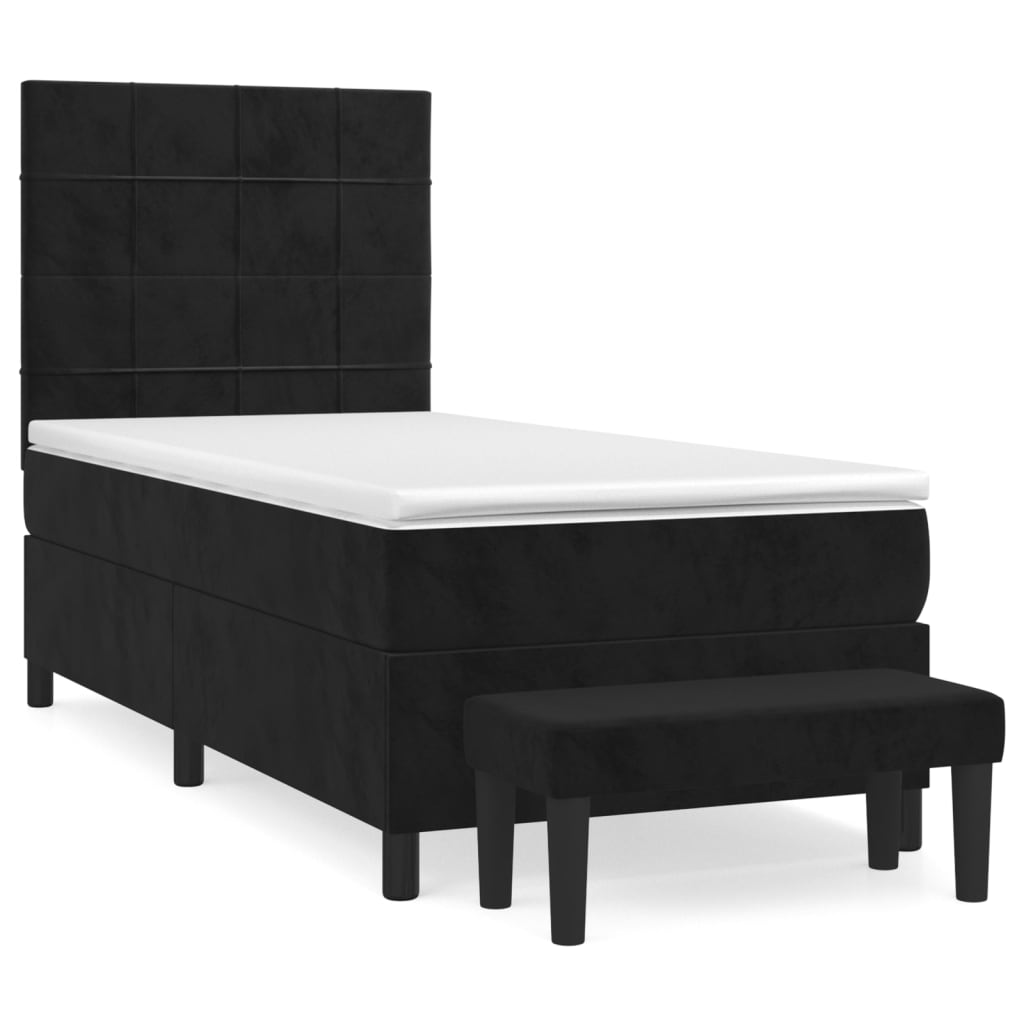 vidaXL Posteľný rám boxspring s matracom čierny 90x190 cm zamat