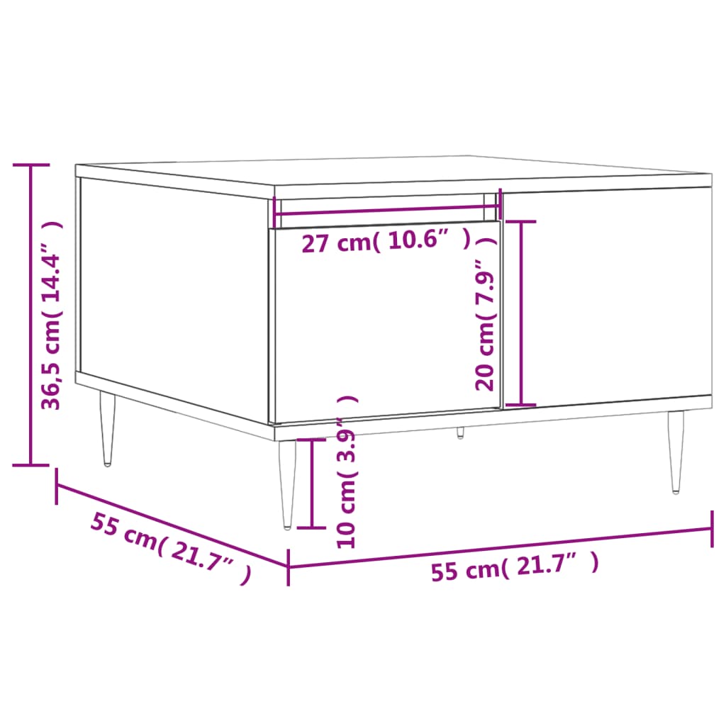 vidaXL Konferenčný stolík betónový sivý 55x55x36,5 cm spracované drevo