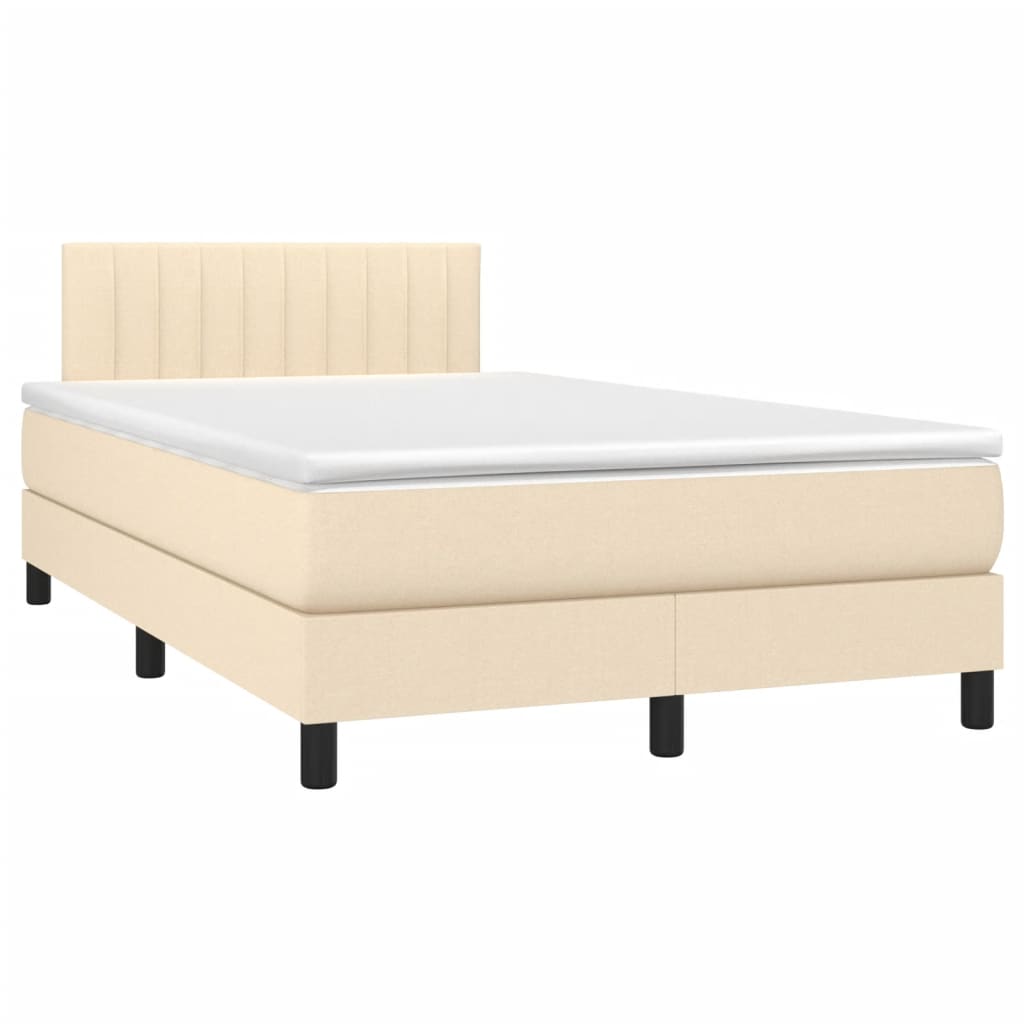 vidaXL Boxspring posteľ s matracom krémový 120x200 cm látka