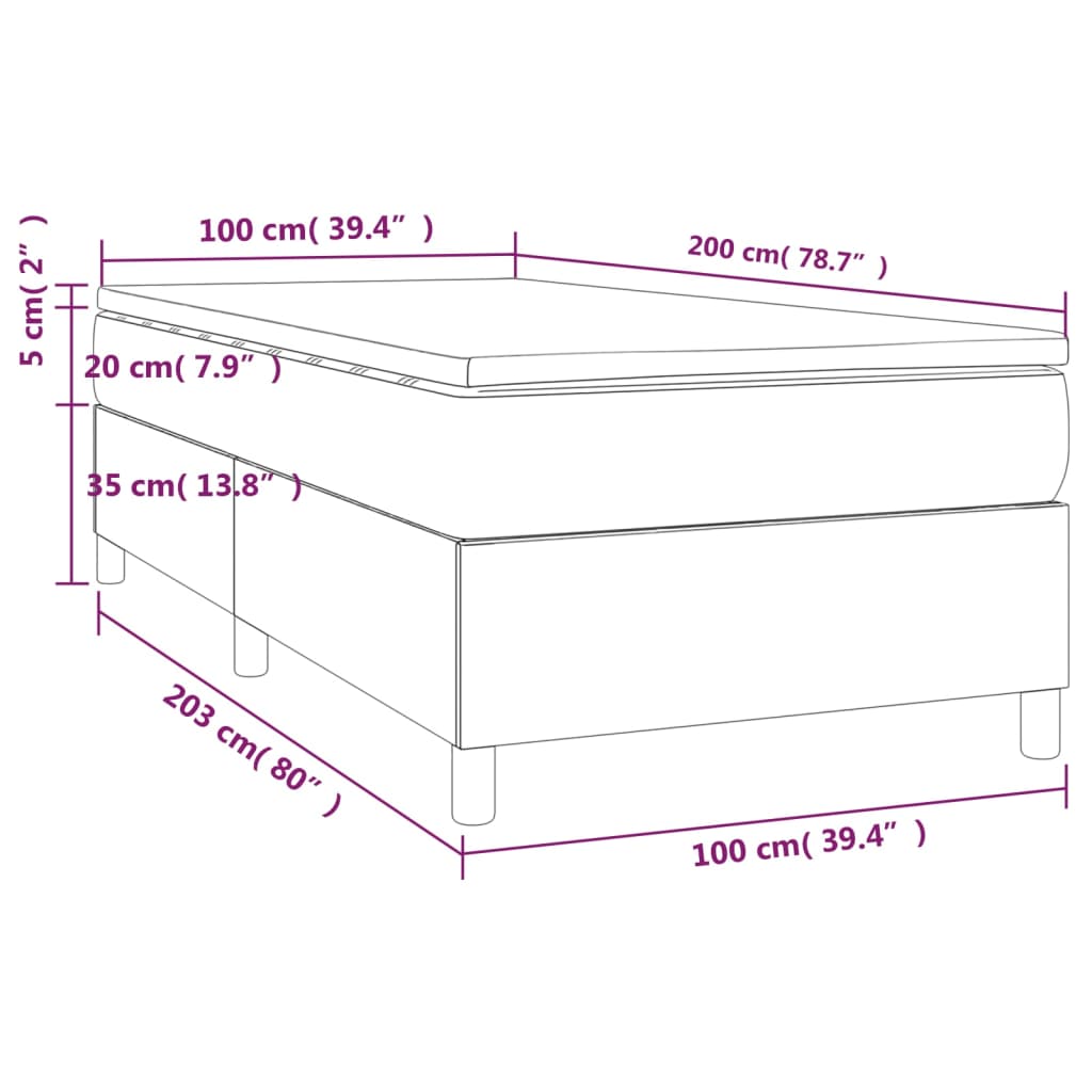 vidaXL Boxspring posteľ s matracom bledosivý 100x200 cm látka