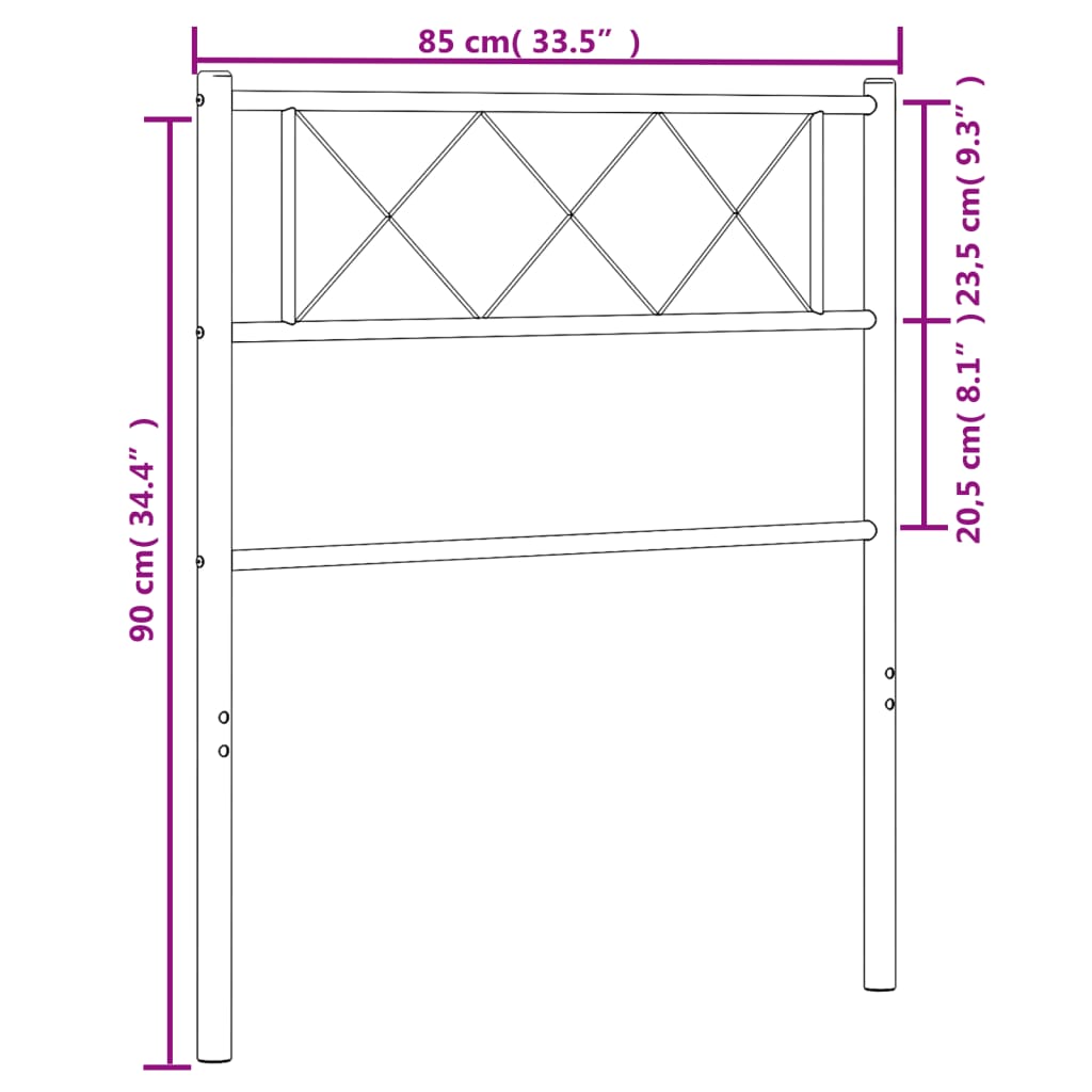 vidaXL Kovové čelo postele čierne 80 cm