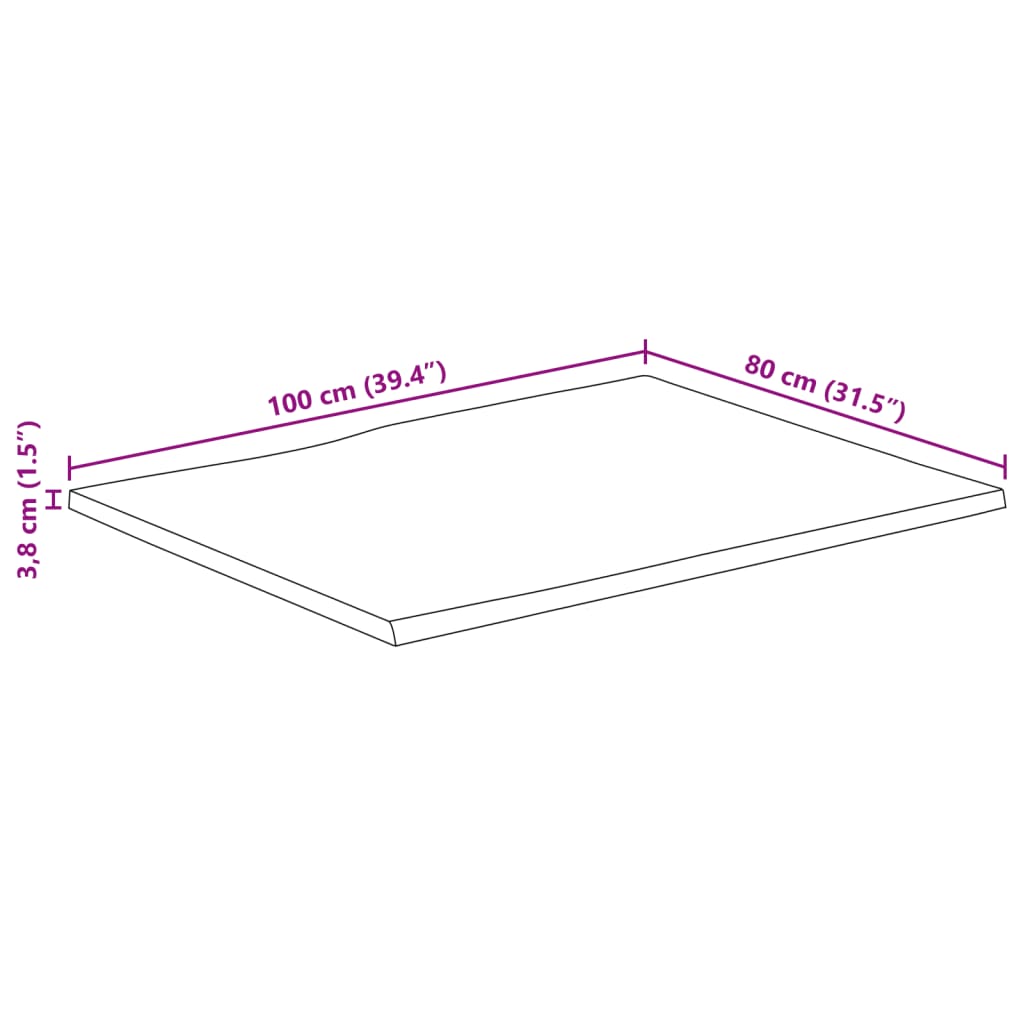 vidaXL Stolová doska 100x80x3,8 cm živý okraj masívne mango