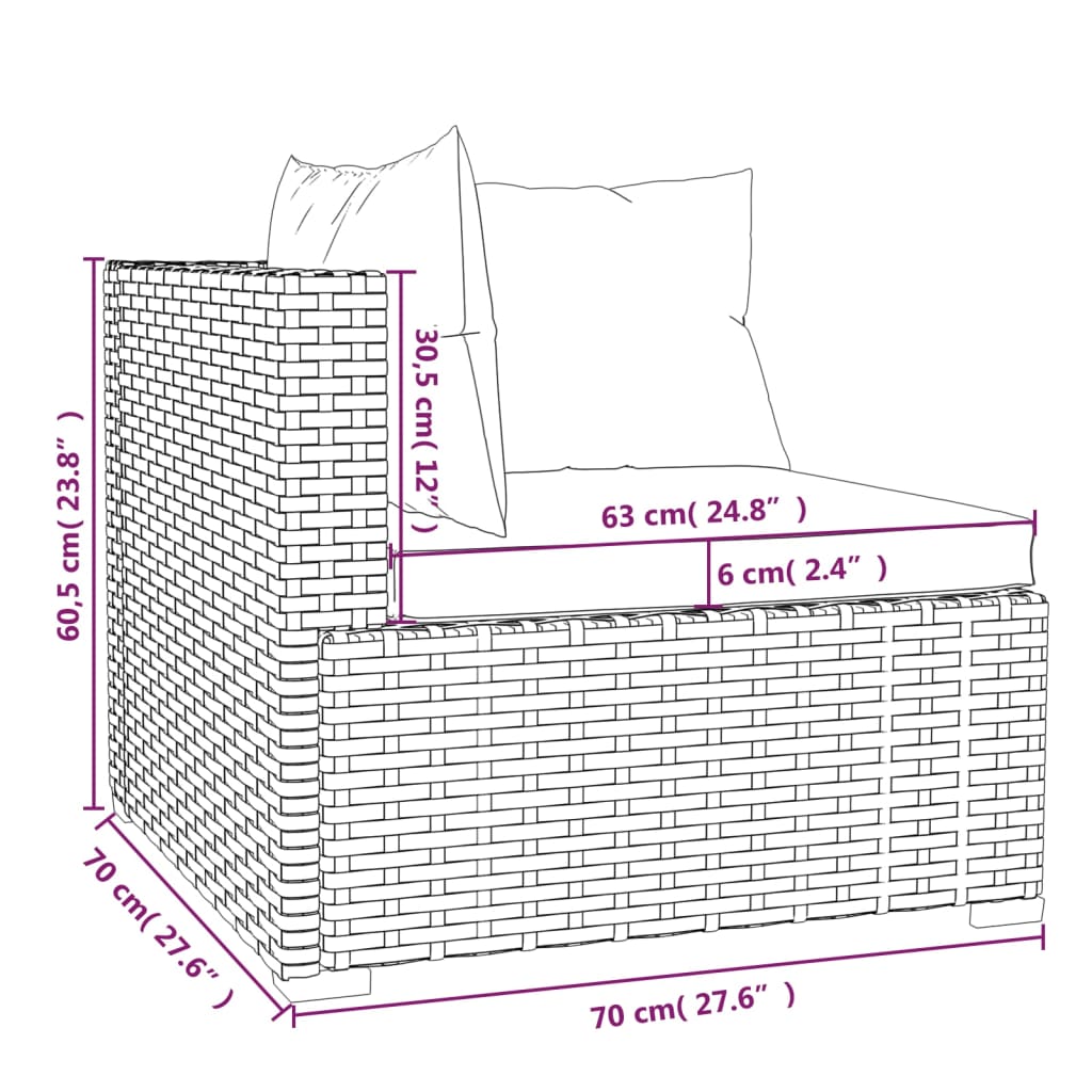 vidaXL 7-dielna záhradná sedacia súprava s podložkami polyratan čierna