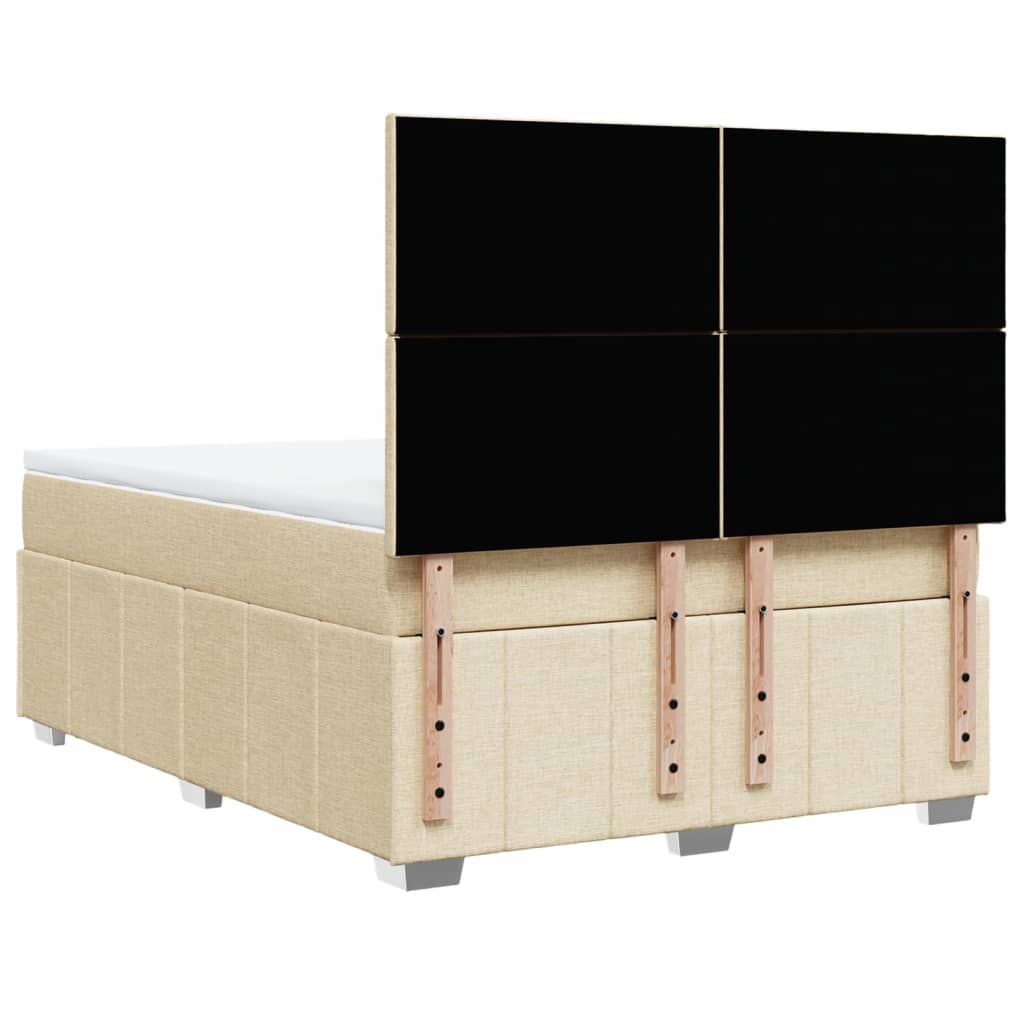 vidaXL Posteľný rám boxspring s matracom krémový 160x200 cm látka