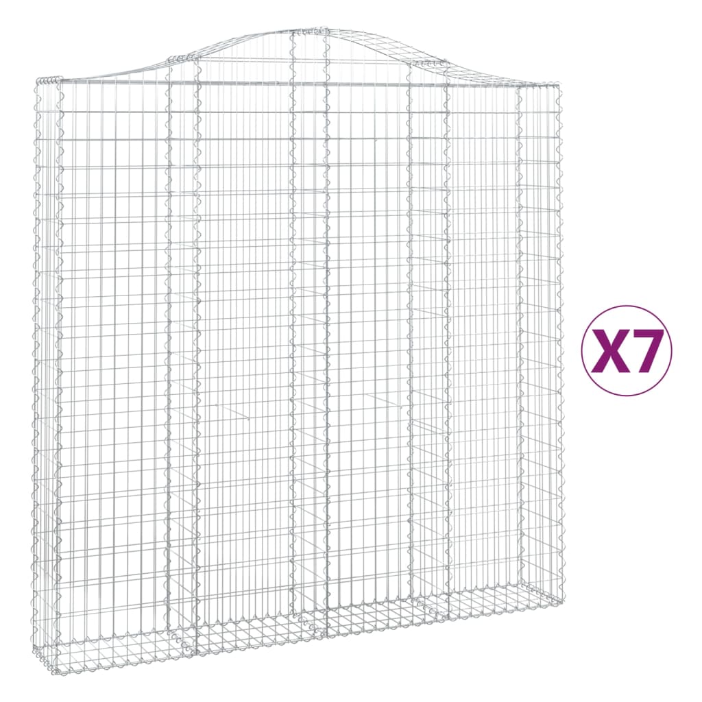 vidaXL Oblúkový gabionový kôš 7 ks 200x30x200/220cm pozinkované železo