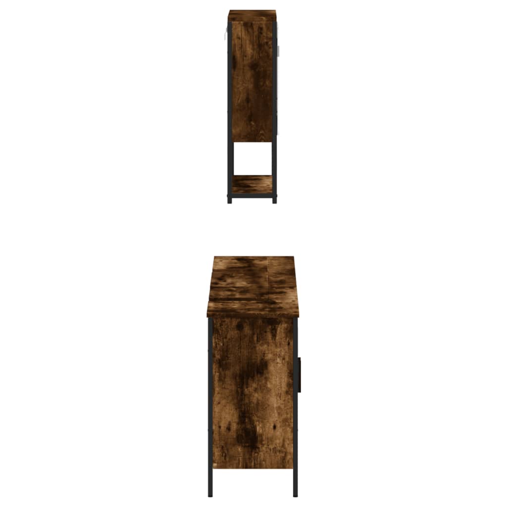 vidaXL 3-dielna sada kúpeľňového nábytku dymový dub spracované drevo