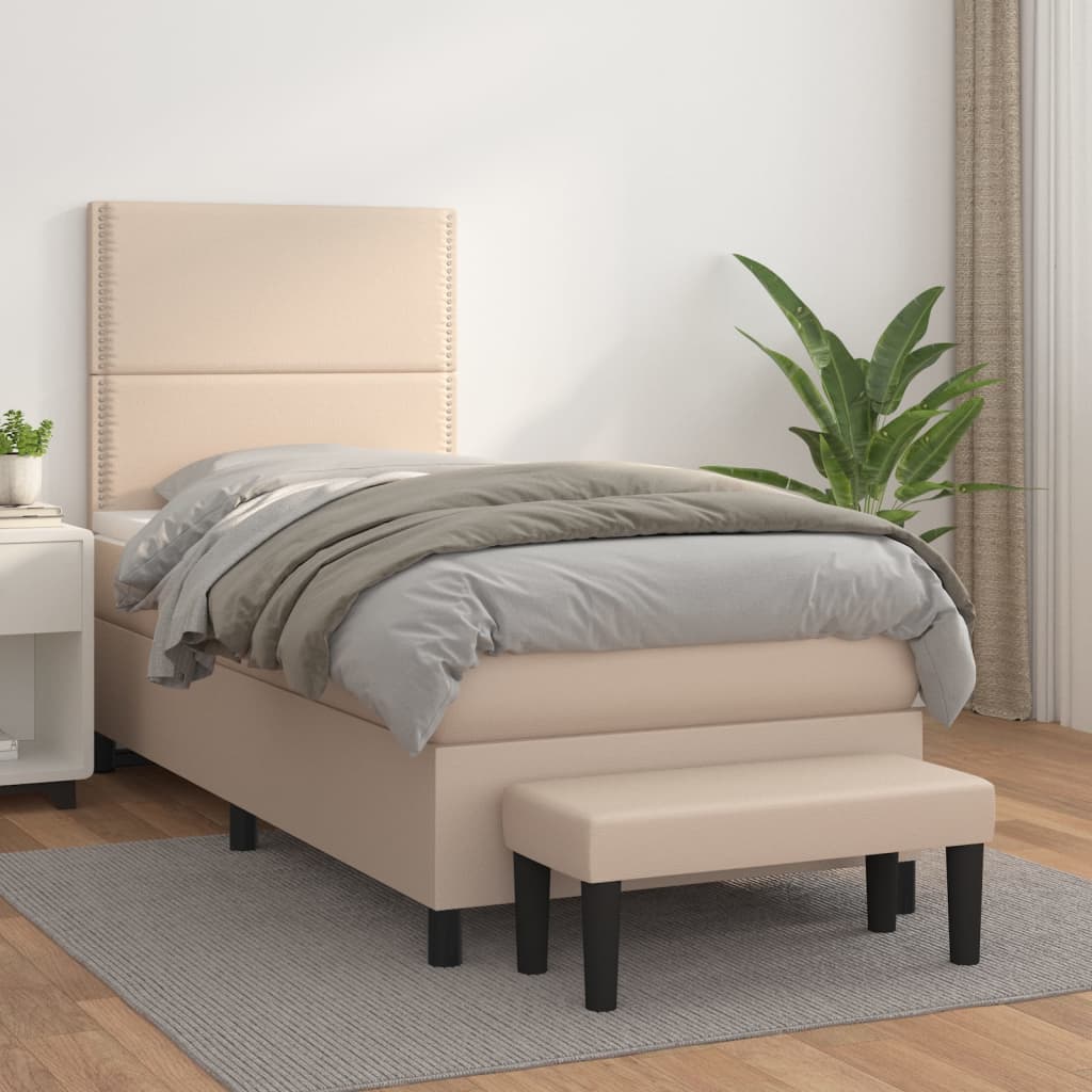 vidaXL Boxspring posteľ s matracom kapučínová 80x200 cm umelá koža