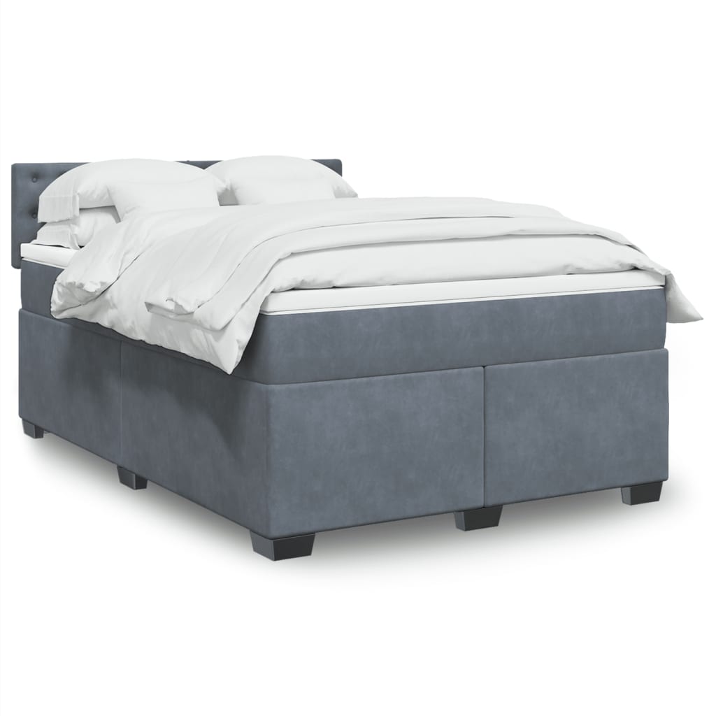 vidaXL Posteľný rám boxspring s matracom tmavosivý 160x200 cm zamat