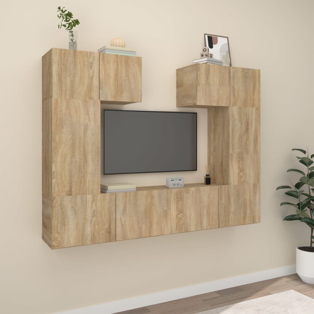 vidaXL 6-dielna súprava TV skriniek dub sonoma spracované drevo