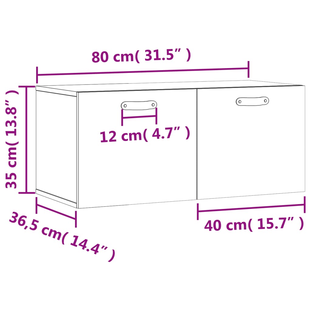 vidaXL Nástenná skrinka dymový dub 80x36,5x35 cm kompozitné drevo