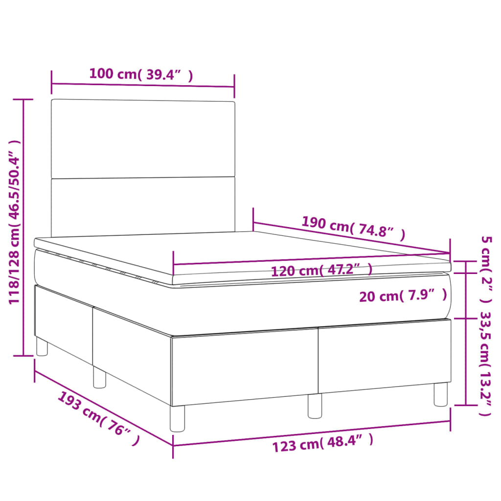 vidaXL Boxspring posteľ s matracom čierna 120x190 cm zamat