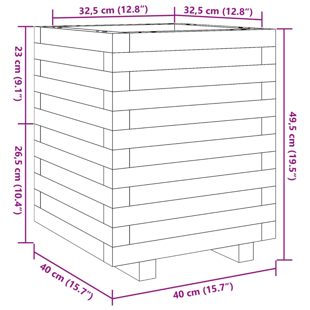 vidaXL Záhradný kvetináč 40x40x49,5 cm impregnovaná borovica