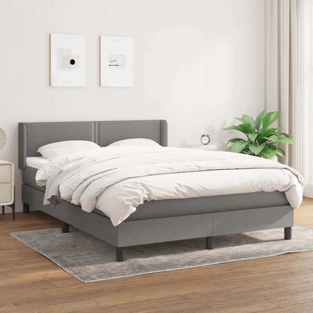 vidaXL Boxspring posteľ s matracom tmavosivá 140x190 cm látka