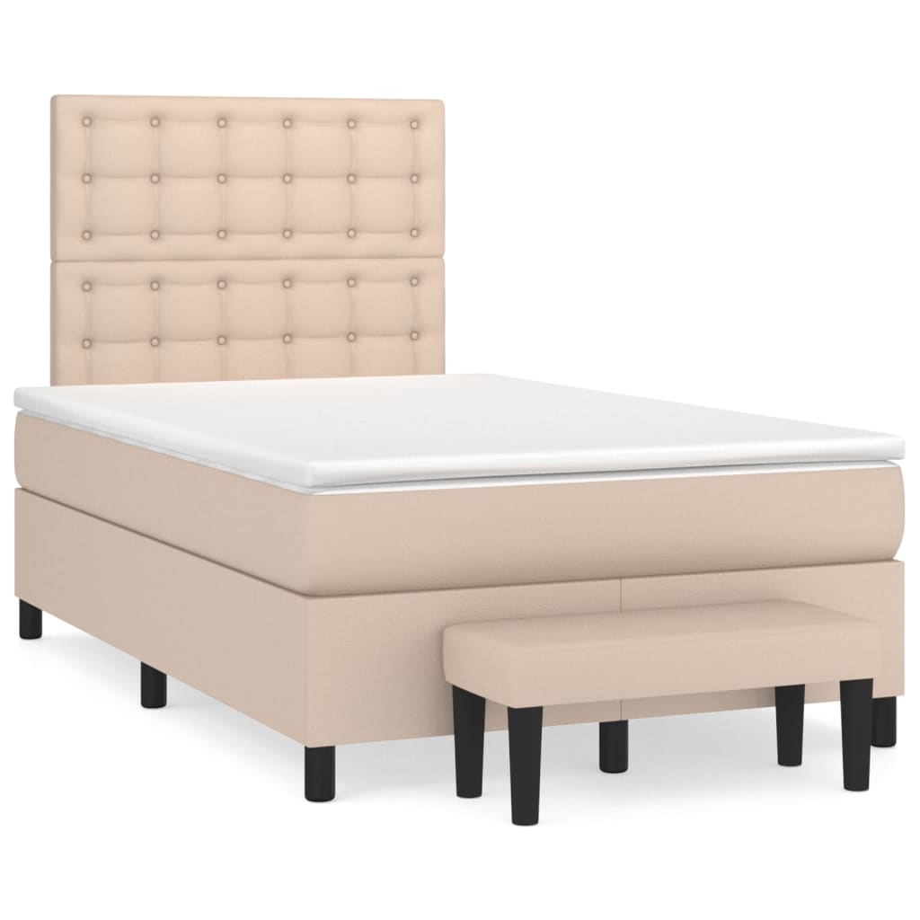 vidaXL Boxspring posteľ s matracom kapučínová 120x200 cm umelá koža