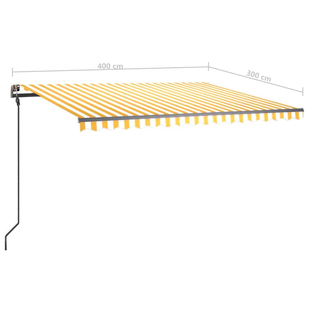 vidaXL Automatická markíza, LED a senzor vetra 4x3 m, žltá/biela