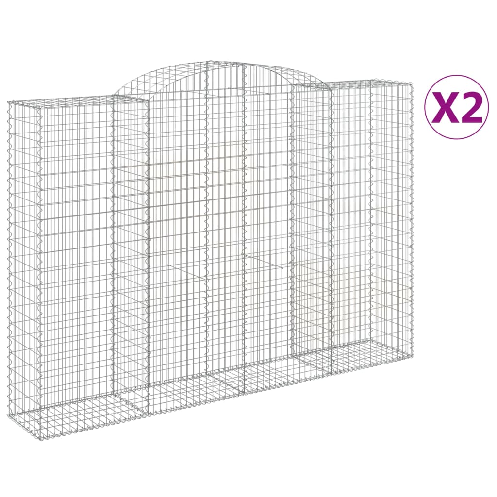 vidaXL Oblúkové gabionové koše 2ks 300x50x200/220cm pozinkované železo