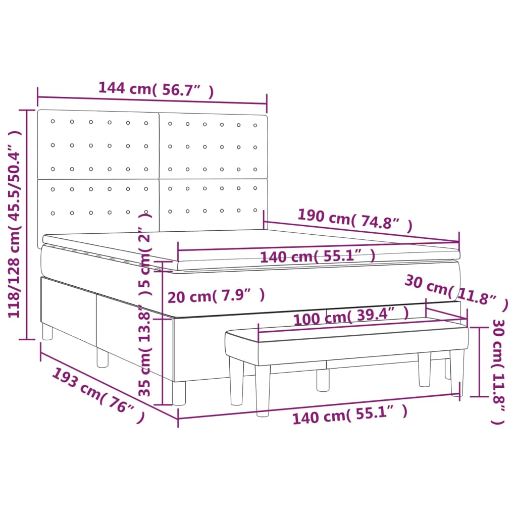 vidaXL Boxspring posteľ s matracom kapučínová 140x190 cm umelá koža