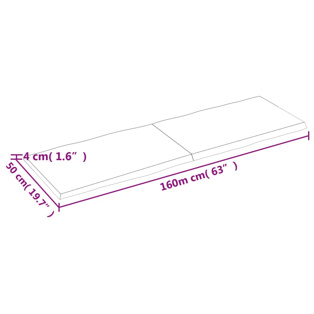 vidaXL Stolová doska svetlohnedá 160x50x(2-4)cm ošetrený masív hrany