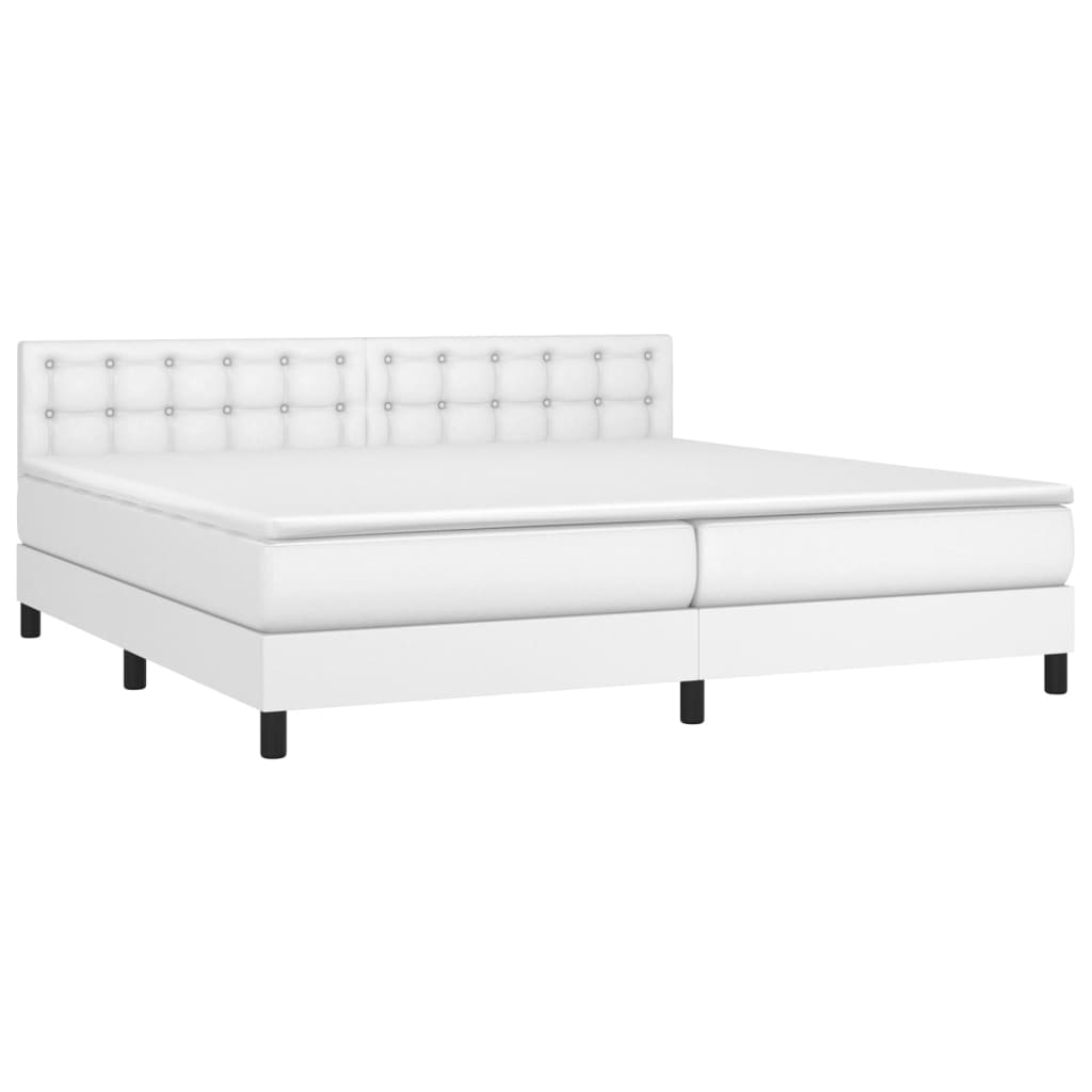 vidaXL Boxspring posteľ s matracom biela 200x200 cm umelá koža