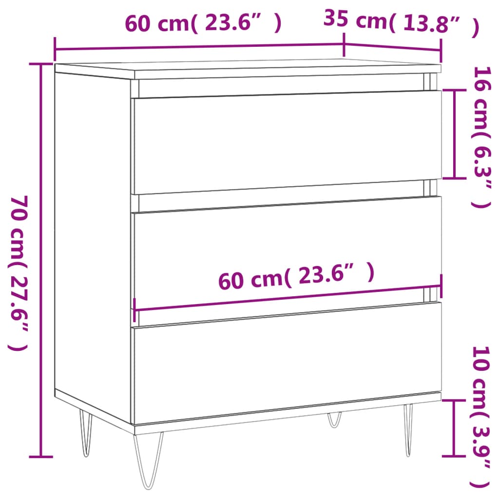 vidaXL Komoda sivý dub sonoma 60x35x70 cm spracované drevo