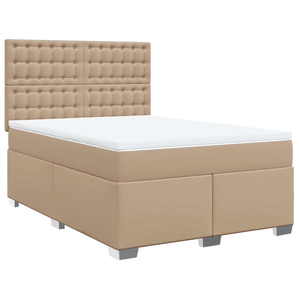 vidaXL Boxspring posteľ s matracom kapučínová 140x200 cm umelá koža