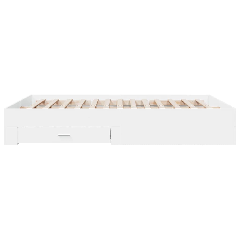 vidaXL Posteľný rám so zásuvkami biely 150x200 cm kompozitné drevo