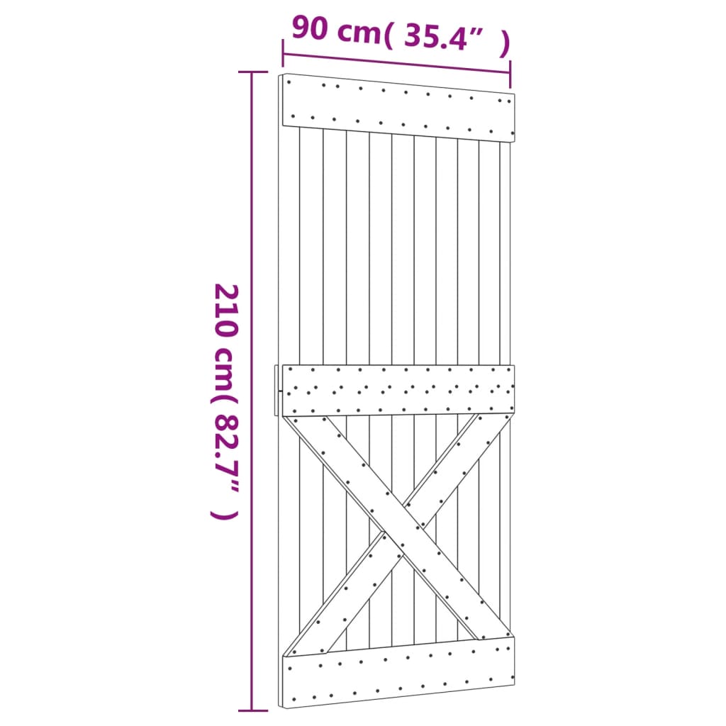 vidaXL Posuvné dvere so sadou kovania 90x210 cm borovicový masív