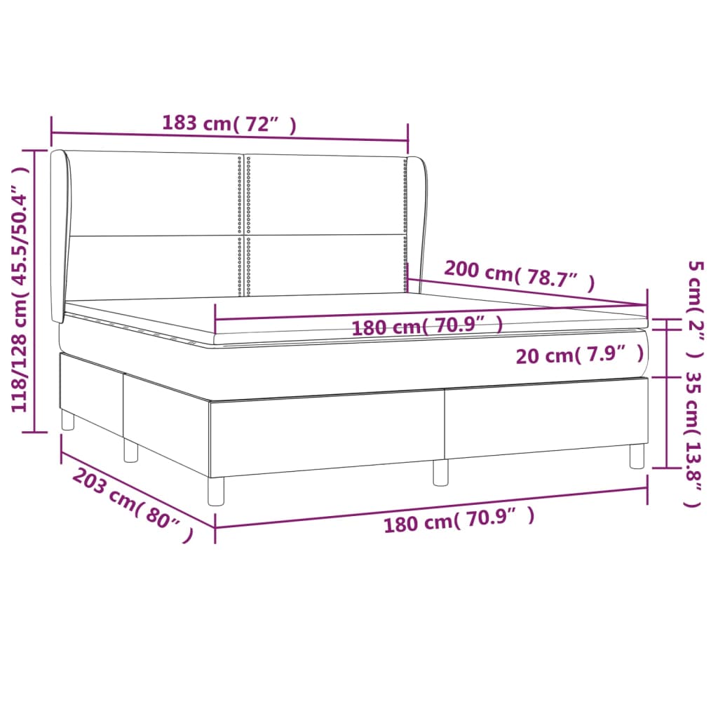 vidaXL Posteľný rám boxspring s matracom sivohned 180x200 cm látka