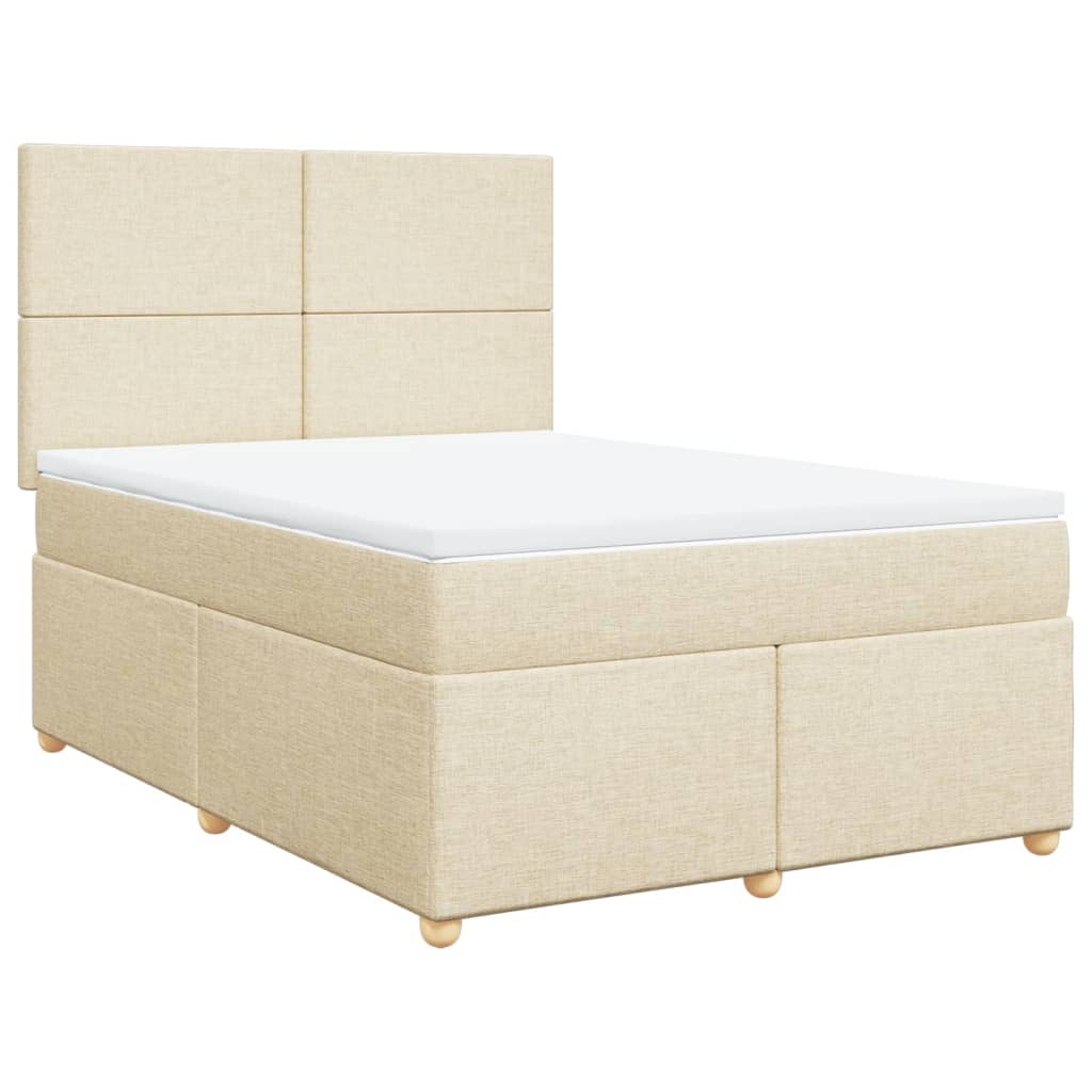 vidaXL Posteľný rám boxspring s matracom krémový 160x200 cm látka