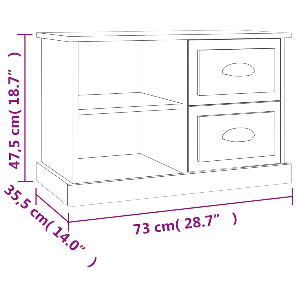 vidaXL TV skrinka čierna 73x35,5x47,5 cm spracované drevo