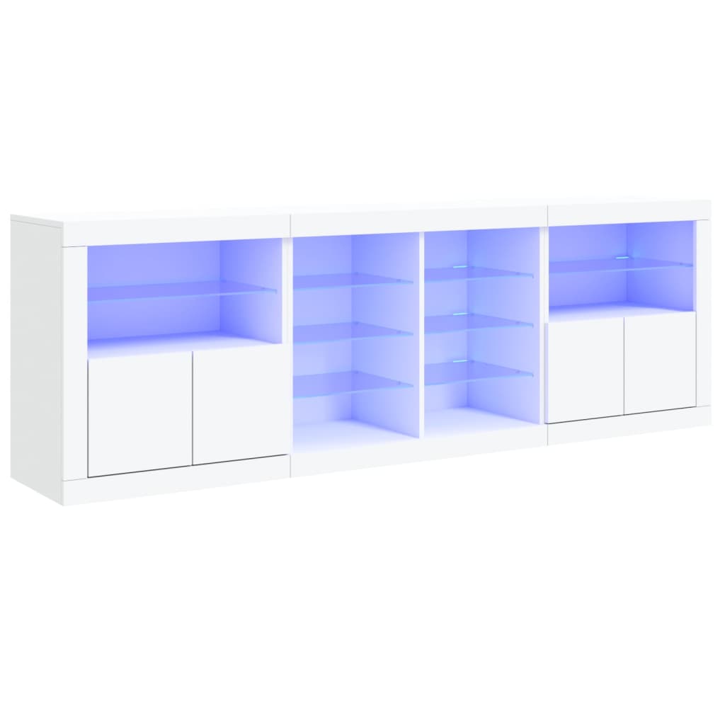 vidaXL Komoda s LED svetlami biela 202x37x67 cm