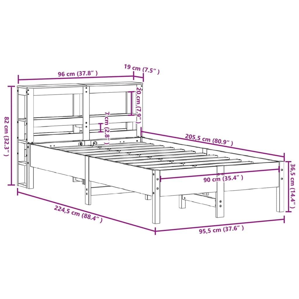 vidaXL Posteľ bez matraca biely 150x200 cm masívna borovica