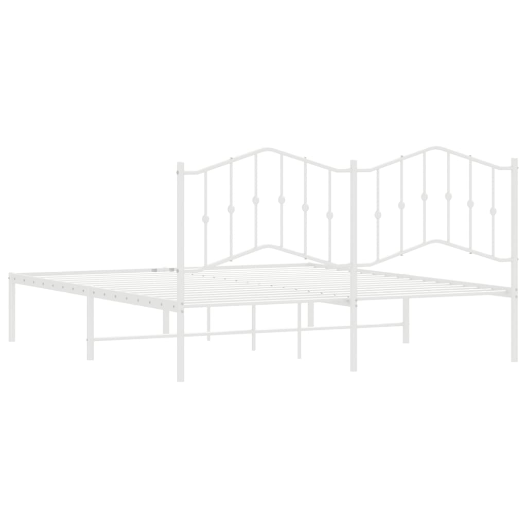 vidaXL Kovový rám postele s čelom biely 180x200 cm