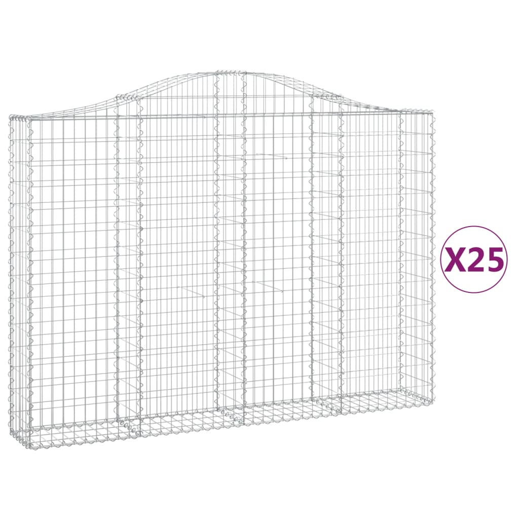 vidaXL Oblúkové gabionové koše 25 ks 200x30x140/160 cm pozink. železo