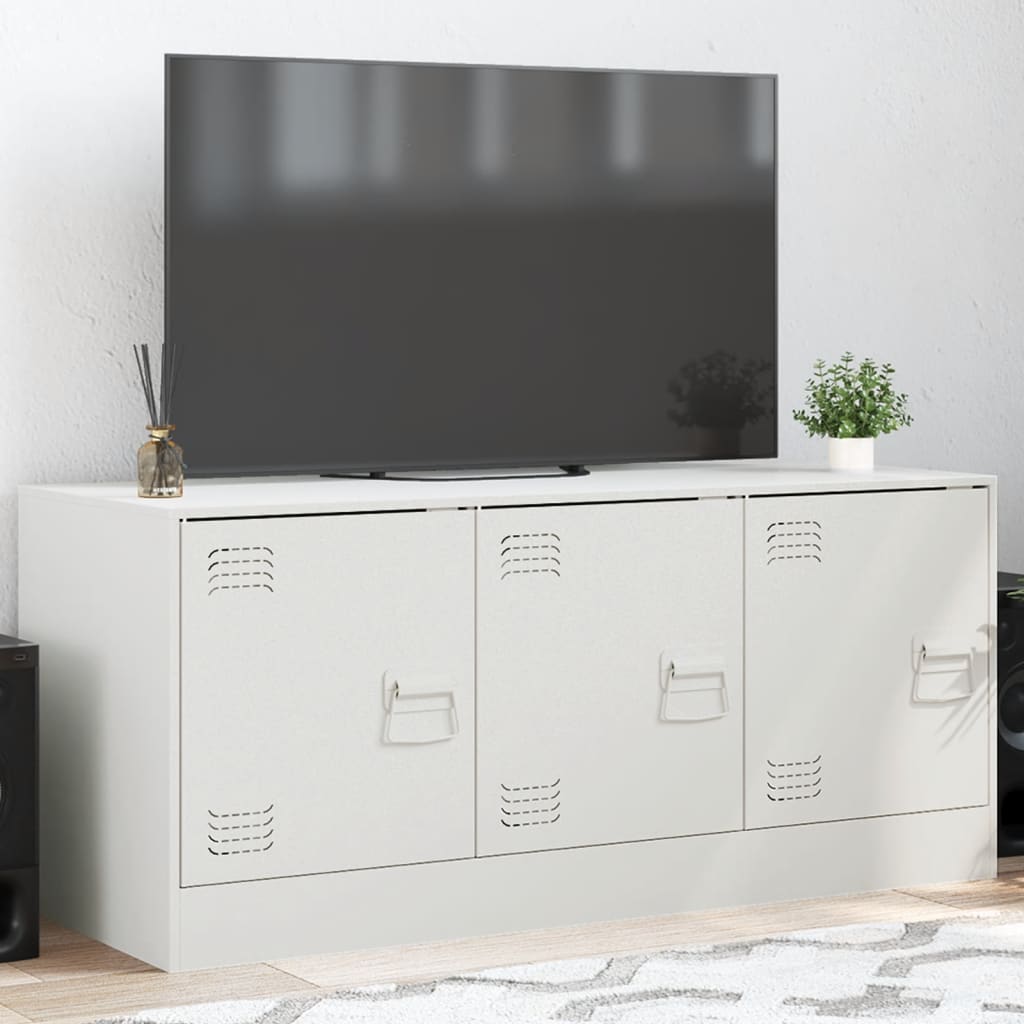 vidaXL TV skrinka biela 99x39x44 cm oceľ