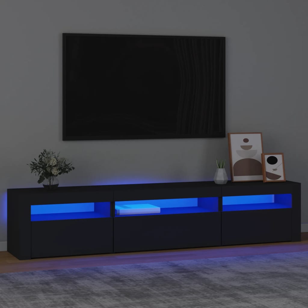 vidaXL TV skrinka s LED svetlami čierna 195x35x40 cm