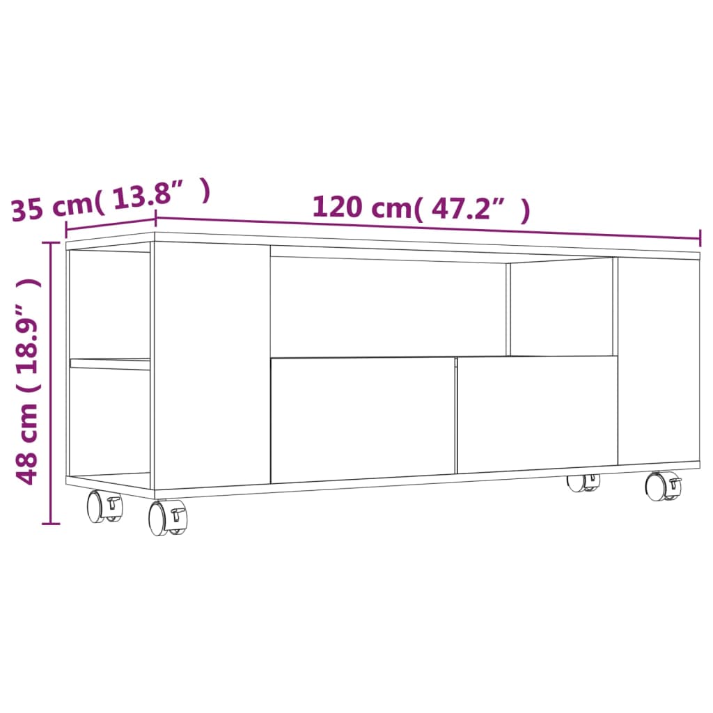 vidaXL TV skrinka, sivá 120x35x48 cm, kompozitné drevo